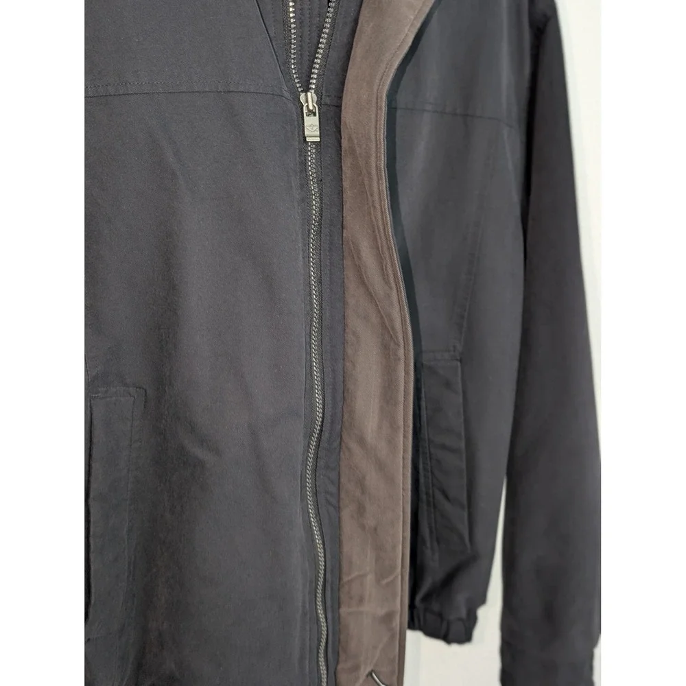 Dockers Mens Bomber Jacket Black Brown Leather Trim Large